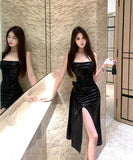 膝丈ドレスキャミワンピキラキラ着痩せ気質ナイトクラブセクシーパーティー指名新作入荷 WQ2-DD4854