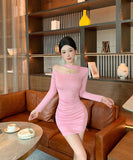 Lady's coco ミニドレス キャバドレス セクシー デザイン オフショルダー ウエストマーク ドレープ タイトスカート ペンシルライン  デート LW2-ZED888881DXH348B