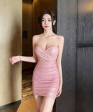 【4色】谷間魅せ キャバドレス ミニドレス かわいい 脚長効果 MY2-YM8776