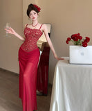 【3色】ロングドレスキャミワンピセクシーレースチュールキャバドレスキャバクラ着痩せパーティー指名 WQ2-DD4356