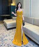 ロングドレス パーティードレス 宴会 ゴージャス 高見 脚長効果 MY2-YM9156