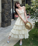 ロングドレスティアードスカートカワセクシーエレガント着痩せ気質フリル夏Aライン WQ2-MXX3066