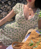 【2色】水着ビキニワンピース花柄Vネックリボンカワセクシー温泉ビーチ海レース WQ7-JX243052JX65