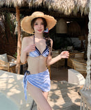 3点セット ビキニ 温泉 韓国っぽ 水着 着痩せ セクシー おしゃれ ホルターネック WQ7-SD2440