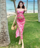 3点式セットビキニ水着花柄ワンピースフリル体型カバー高級感セクシー温泉ビーチ海旅行SNS話題タンキニ WQ7-LTJ254161