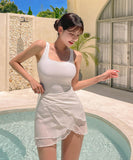 【2点セット】2色 ビキニ水着チュール体型カバー着痩せ温泉ビーチ海旅行タンキニモノキニ WQ7-FH-Yi002