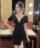 【4色】ミニドレス キャバドレス セクシー 谷間露出 キャバクラ YH2-DD5916