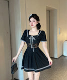 【2色】膝丈ドレス キャバドレス セクシー大人可愛い タイト ナイトドレス レース  ウエストマーク フェミニン LW2-DD5816