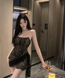 【2色】ミニドレス キャバドレス  花柄 レース セクシー ノースリーブ YH2-DD6215