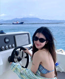 3点式セット ビキニ水着ホルターネックチック柄セクシーワンピースエレガント気質 体型カバー WQ7-DP-A10442