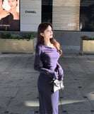 【2点セット】 ロングドレス キャバドレス セクシー セットアップ フレンチスタイル ドレープネック 上品 スリムフィット ミディスカート  LW2-ZED883415DXH502