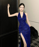 ロングドレス セクシー ボディコン Vネック パーティー スリット入り 上品 高級感 気質 エレガント 結婚式 二次会 披露宴 フォーマル LW2-CD3-260-70290650