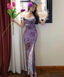 ロングドレス花柄キャミワンピレースセクシーエレガントマーメイドドレス肌見せ高級感旅行 WQ2-CD6-143-71390690