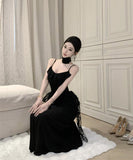 【2色】ロングドレスキャバドレスチュールのフラワーセクシーフリル宴会パーティー WQ2-ZED885600DXH238B