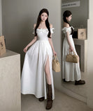 【2色】ロングドレスオフショルダーフリル着痩せ気質スリートカワセクシー宴会パーティー WQ2-XKD-D337B-3186-Mar9