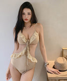 水着ビキニモノキニフリルウエストカードセクシータンキニ谷間見せ温泉ビーチ海 WQ7-DP-A10401