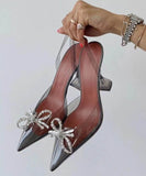 【2色】ハイヒール パンプス キラキラ 高見え レース パーティー 高級感 リボン WQ5-KLL9918-8