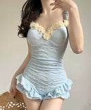 高級感水着ビキニモノキニフリル体型カバーワンピース露出控え温泉ビーチ海着痩せタンキニ WQ7-YQ-HHhAB7WHLL