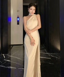 Lady's coco ロングドレス キャバドレス セクシー サテン ワンショルダー  エレガント 気質アップ 二次会 披露宴 上品 LW2-XHY5229