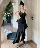 キャバドレス 膝丈ドレス レース セレブ風 おしゃれ 不規則 気質 セクシー YH2-ZED888318DXH238A