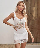 サンドレス ミニドレス 谷間見せ フリル おしゃれ クロシェ編み hot girl WQ2-CM5894