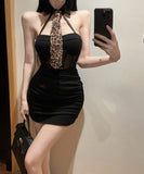 Lady's coco ミニドレス キャバドレス セクシー オフショルダー  Vネック タイト ボディコン ミニ丈 ネクタイ付き クラブ LW2-DD5829