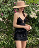 【2色】水着モノキニビキニワンピースフリル着痩せ気質温泉ビーチ海露出控えカワセクシー WQ7-WX685