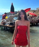 ビキニ水着ベアトップワンピースフリル水玉柄大人可愛いSNS話題温泉ビーチ海 WQ7-XYX-Q9191