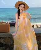 ロングドレスサンドレス着痩せ気質花柄旅行SNS話題ビーチ海バックレスドレスセクシー大人可愛い WQ2-CD6-141-92380650