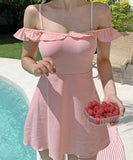 【2色】水着ビキニワンピースフリルカワセクシーモノキニタンキニ温泉ビーチ海旅行 WQ7-YQ-HH6X6BTHLL