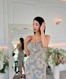 膝丈ドレスエレガントレースセクシー気質タイトドレス谷間見せ韓国っぽおしゃれ WQ2-ZED88794E