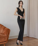 キャバドレス 膝丈ドレス 気質 谷間露出 おしゃれ セクシー 着痩せ YH2-ZED882721BH506