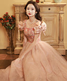 高級感 チュール エレガント ロングドレス 誕生日 キラキラ ナイトドレス 宴会 YH2-MBYD-AL693112521917