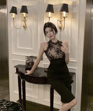 【2色】 キャバドレス party 花柄 レース セクシー ホルターネック YH2-DD6221