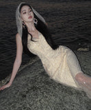 ロングドレスキラキラセクシーおしゃれ誕生日パーティー透明感ナイトクラブ WQ2-XHY919171