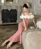 【3色】膝丈ドレス キャバドレス ワンショルダー 宴会 着痩せ セクシー おしゃれ YH2-ZED885368DXH238B