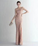 【8色】ロングドレス キラキラ パーティードレス ワンーショルダー お姫様 誕生日 演奏会 宴会 WQ2-YEY18900#