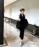 Lady's coco ロングドレス キャバドレス セクシー Vネック レーストリム バックレス ホルターネック スリット入り エレガントドレス 結婚式 二次会 披露宴 パーティー 上品 LW2-DD5925