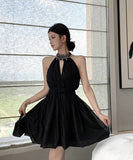 Lady's coco ミニドレス キャバドレス セクシー キラボシ レトロ ホルターネック ウエストシェイプ パーティー デート JC2-XKDD408A-7041-Oct13