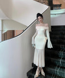 【秋新作】ロングドレス キャバドレス セクシー ボディコン オフショルダー  マーメイドドレス 結婚式 二次会 披露宴 パーティー 上品 高級感 LW2-CD7-238-87020590