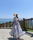ロングドレス 海辺リゾート フレンチキャミソールワンピース 気品あふれる アシンメトリー レトロエレガント 写真映え デート JC2-CD1-E289-82050600
