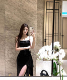 膝丈ドレスキャミワンピキラキラ着痩せ気質ナイトクラブセクシーパーティー指名新作入荷 WQ2-DD4854