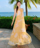 ロングドレスサンドレス着痩せ気質花柄旅行SNS話題ビーチ海バックレスドレスセクシー大人可愛い WQ2-CD6-141-92380650