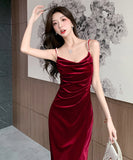 【2色】ロングドレス キャバドレス  セクシー キャミワンピース パールストラップ ベロア素材 フレンチガーリー  ウエストマーク 細見え  大人可愛い LW2-OYF655#6505##50