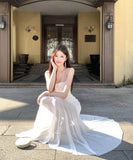 【2色】ロングドレスキャミワンピチュール透明感コーデ万能Jennie styleマーメイドドレス WQ2-ZED882521DXH437A