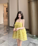 ミニドレスティアードスカートカワセクシーパーティーナイトクラブキャバドレス肌見せフリル WQ2-MXX7558