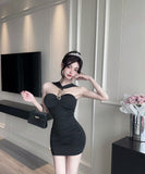 Lady's coco ミニドレス キャバドレス セクシー キラボシ ウエストシェイプ パーティー デート LW2-DD5807