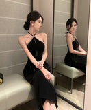 膝丈ドレス キャバドレス 宴会 気質 着痩せ 背露出 セクシー おしゃれ YH2-ZED885482DXH449