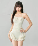 ビキニ水着タンキニモノキニ体型カバーリボンフリル大人可愛いAラインワンピース温泉ビーチ海 WQ7-YWDS125033