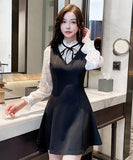 ミニドレス キャバドレス セクシー ハイネック レース切替 Aライン お腹カバー タイトシルエット パーティー デート 女子会 結婚式のお呼ばれ JC2-YM8865